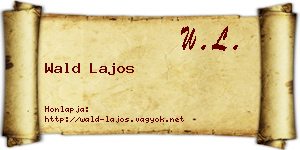 Wald Lajos névjegykártya